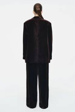 New COS SILK-BLEND VELVET BLAZER MAHOGANY