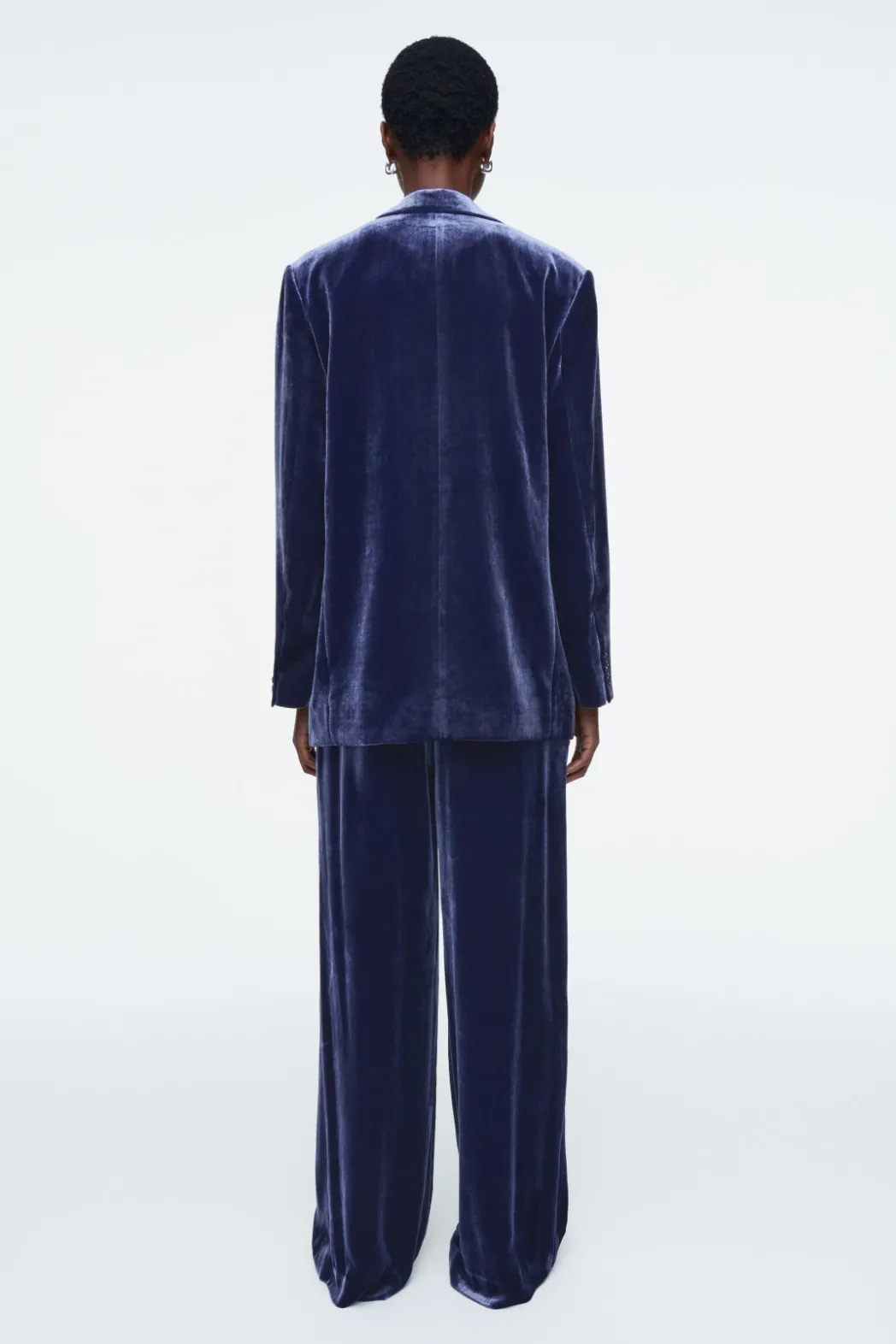 New COS SILK-BLEND VELVET BLAZER BLUE