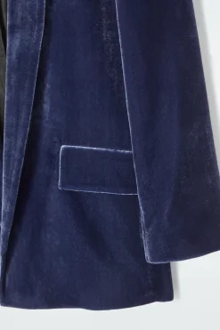 New COS SILK-BLEND VELVET BLAZER BLUE