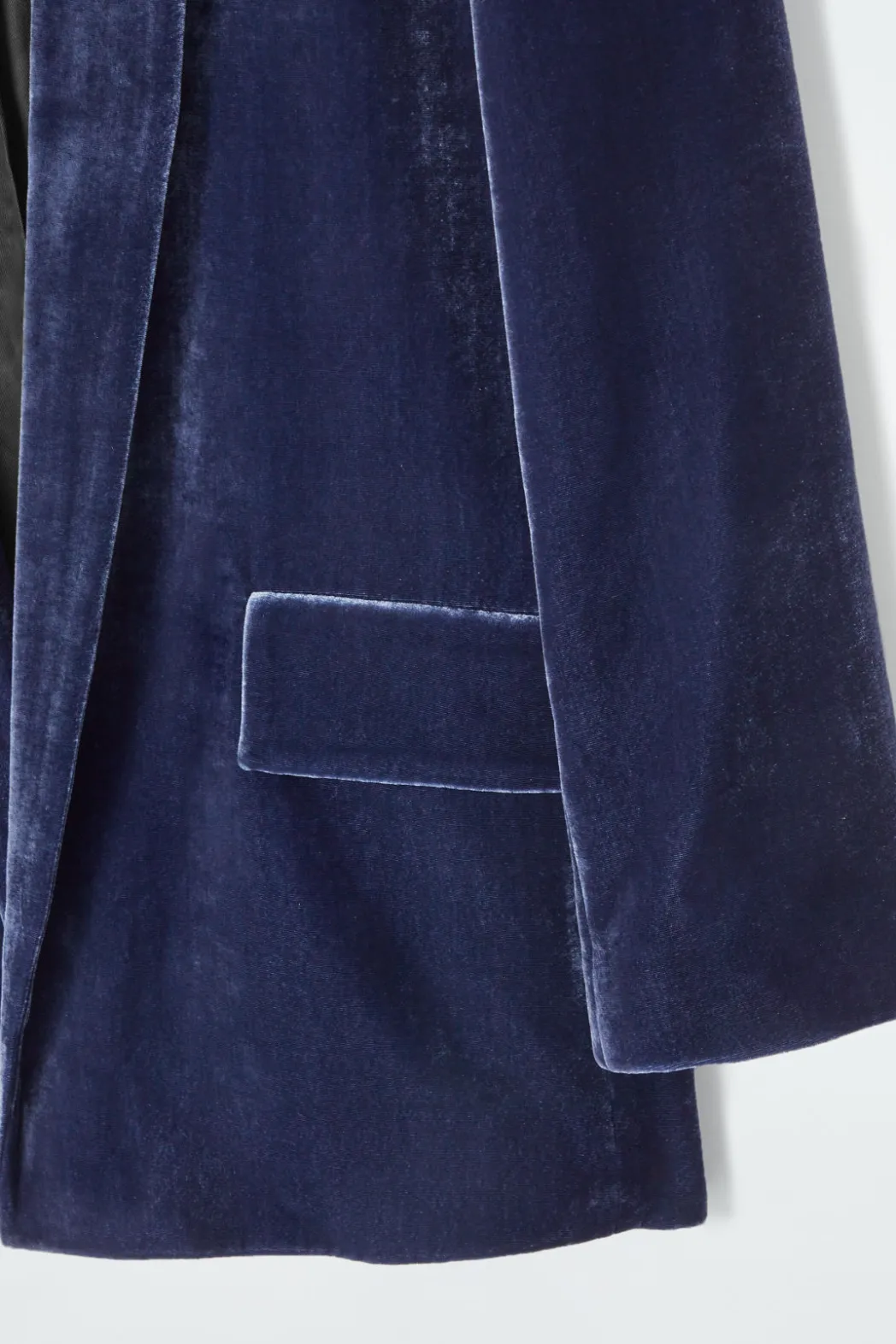 New COS SILK-BLEND VELVET BLAZER BLUE