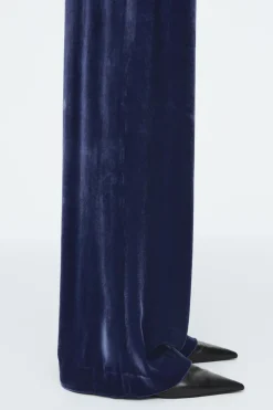 Sale COS SILK-BLEND VELVET PANTS BLUE