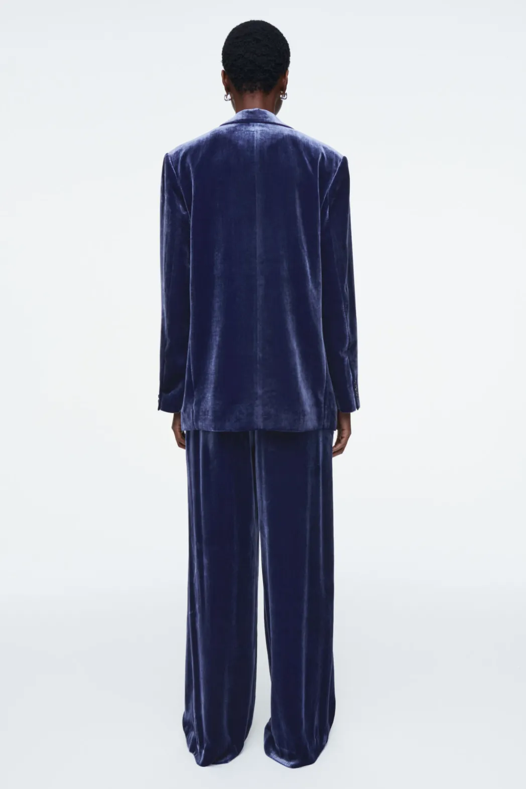 Sale COS SILK-BLEND VELVET PANTS BLUE