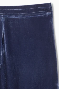 Sale COS SILK-BLEND VELVET PANTS BLUE