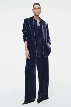 Online COS SILK-BLEND VELVET SHIRT BLUE