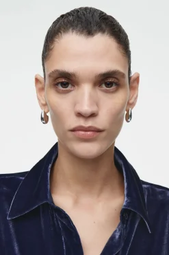 Online COS SILK-BLEND VELVET SHIRT BLUE