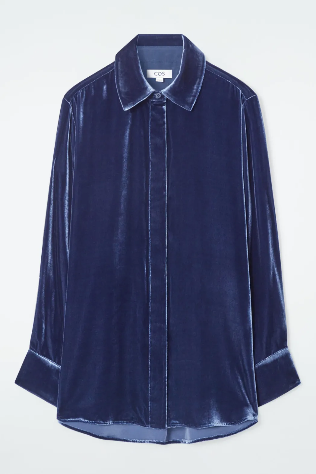 Online COS SILK-BLEND VELVET SHIRT BLUE