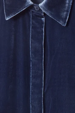 Online COS SILK-BLEND VELVET SHIRT BLUE