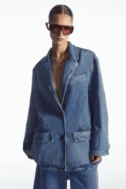 Hot COS SINGLE-BREASTED DENIM BLAZER BLUE