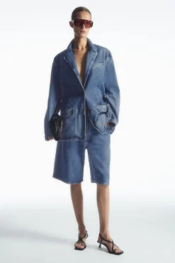 Hot COS SINGLE-BREASTED DENIM BLAZER BLUE