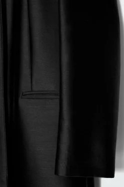 Discount COS SINGLE-BREASTED WOOL-SATIN COAT BLACK