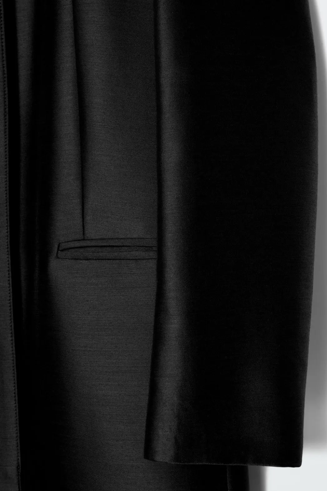 Discount COS SINGLE-BREASTED WOOL-SATIN COAT BLACK