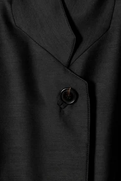 Discount COS SINGLE-BREASTED WOOL-SATIN COAT BLACK
