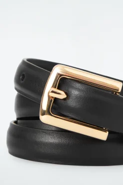 Online COS SKINNY LEATHER BELT BLACK
