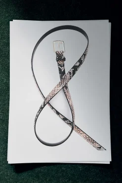 Best COS SKINNY LEATHER BELT SNAKE EFFECT