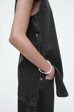 New COS SLEEVELESS ZIP-UP DENIM TOP CRINKLED BLACK