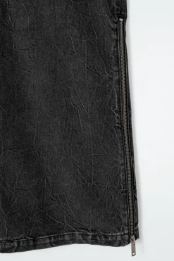 New COS SLEEVELESS ZIP-UP DENIM TOP CRINKLED BLACK