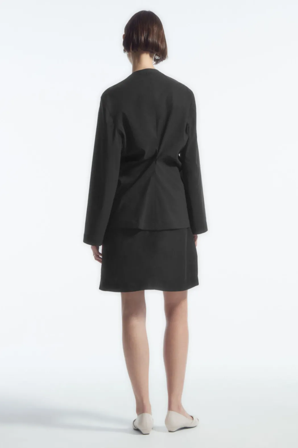 Clearance COS SLIM COLLARLESS SINGLE-BREASTED BLAZER BLACK