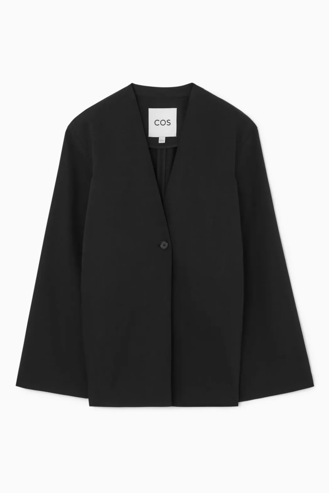 Clearance COS SLIM COLLARLESS SINGLE-BREASTED BLAZER BLACK