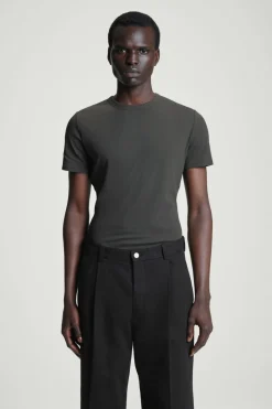 Online COS SLIM COTTON-CREPE T-SHIRT DARK GRAY