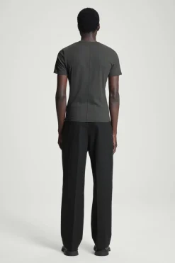 Online COS SLIM COTTON-CREPE T-SHIRT DARK GRAY