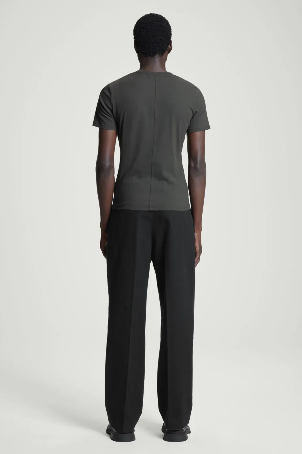 Online COS SLIM COTTON-CREPE T-SHIRT DARK GRAY