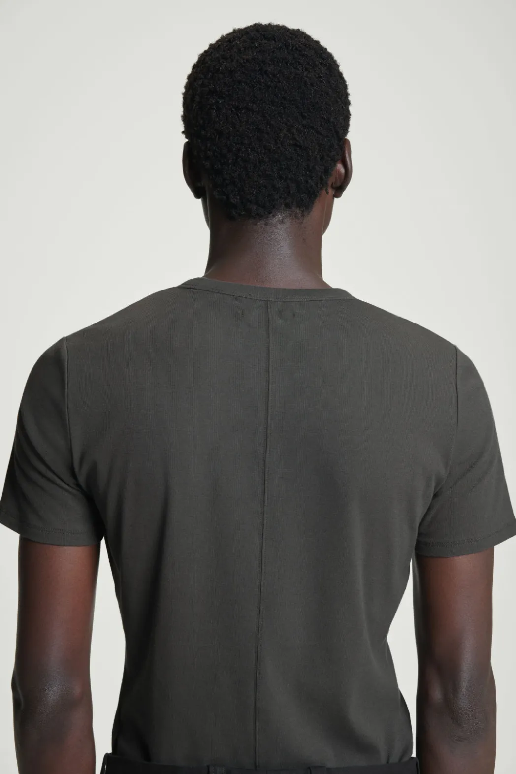 Online COS SLIM COTTON-CREPE T-SHIRT DARK GRAY