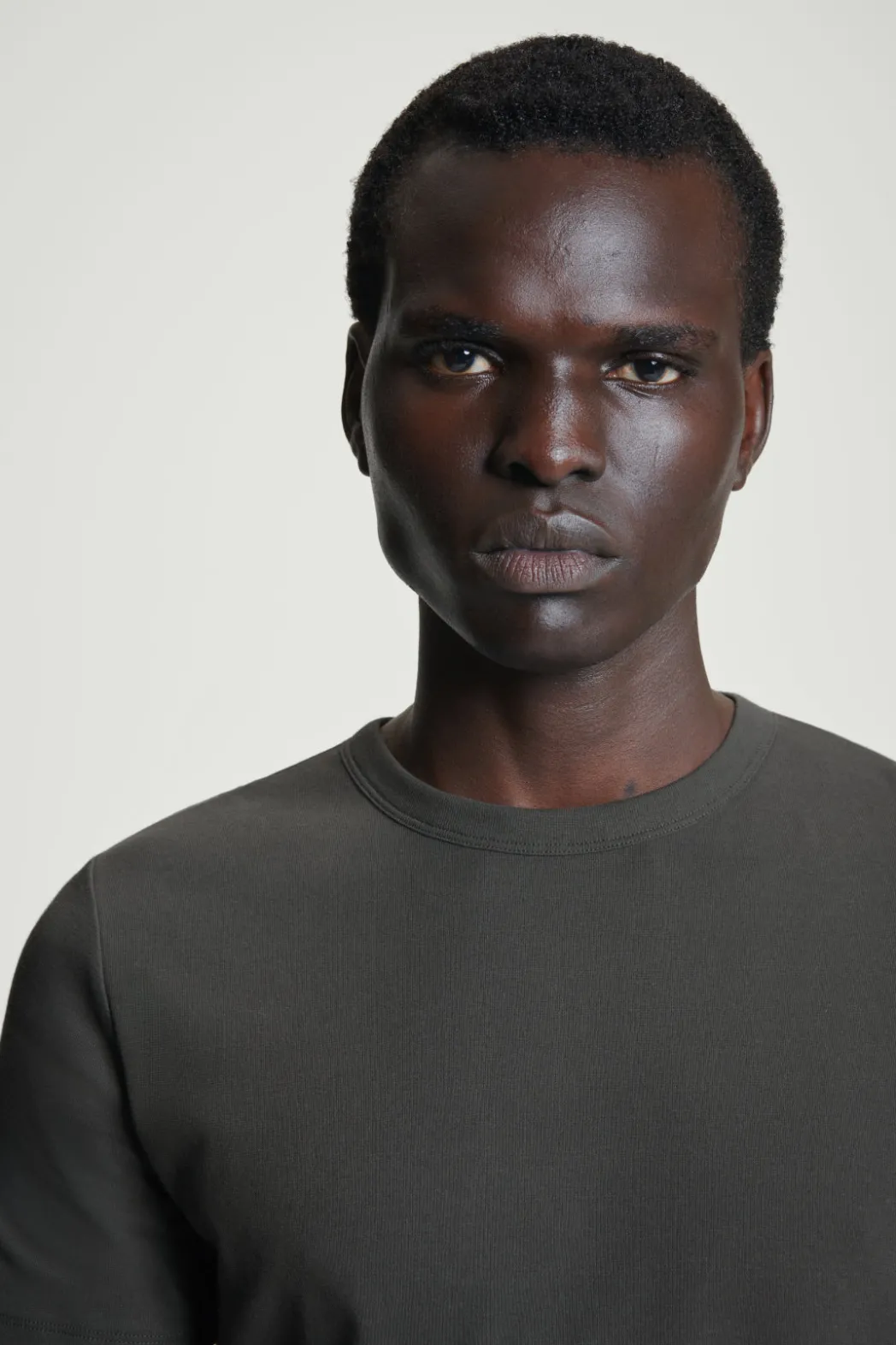 Online COS SLIM COTTON-CREPE T-SHIRT DARK GRAY