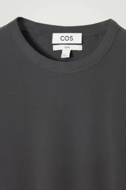 Online COS SLIM COTTON-CREPE T-SHIRT DARK GRAY