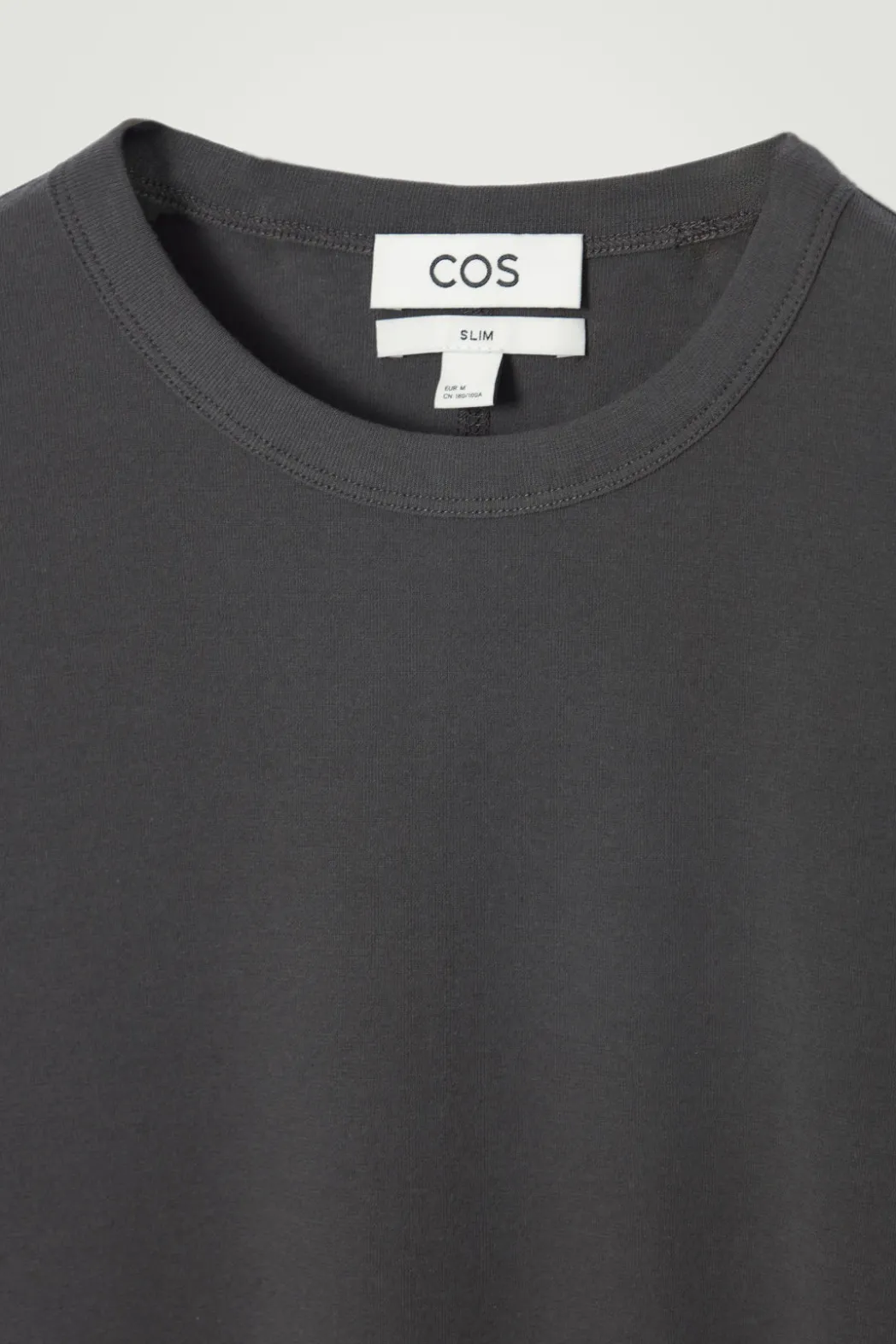 Online COS SLIM COTTON-CREPE T-SHIRT DARK GRAY