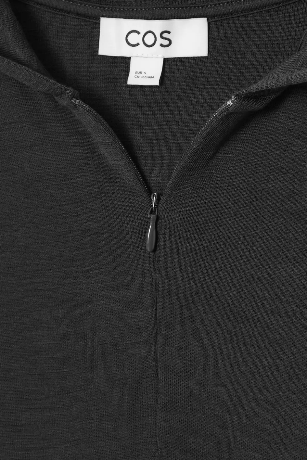 Best COS SLIM HALF-ZIP WOOL HOODIE BLACK