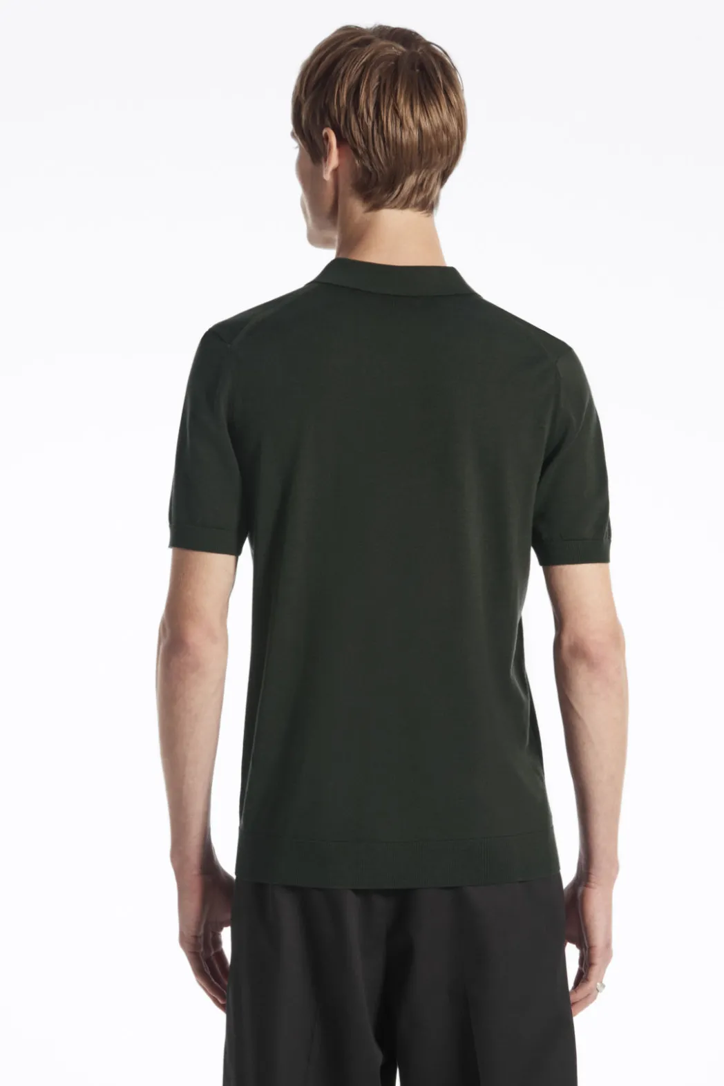 Online COS SLIM KNITTED SILK POLO SHIRT DARK GREEN