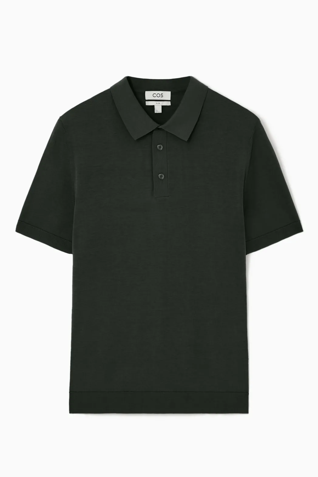 Online COS SLIM KNITTED SILK POLO SHIRT DARK GREEN