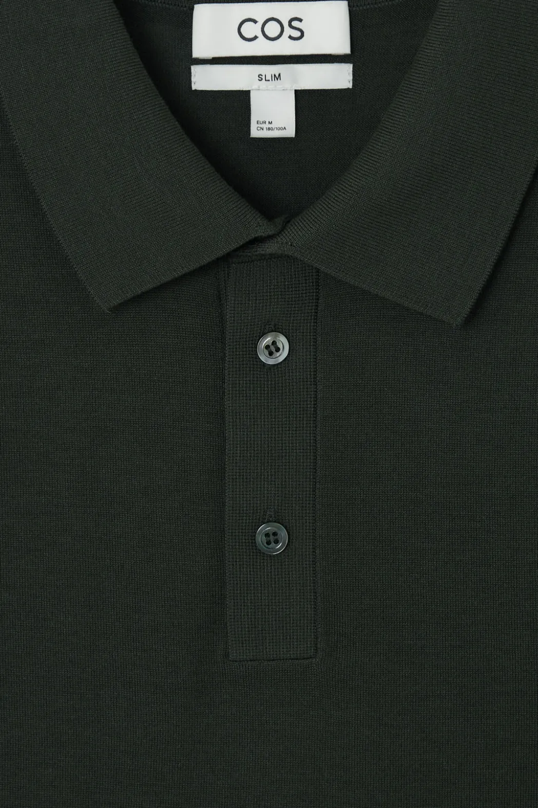 Online COS SLIM KNITTED SILK POLO SHIRT DARK GREEN