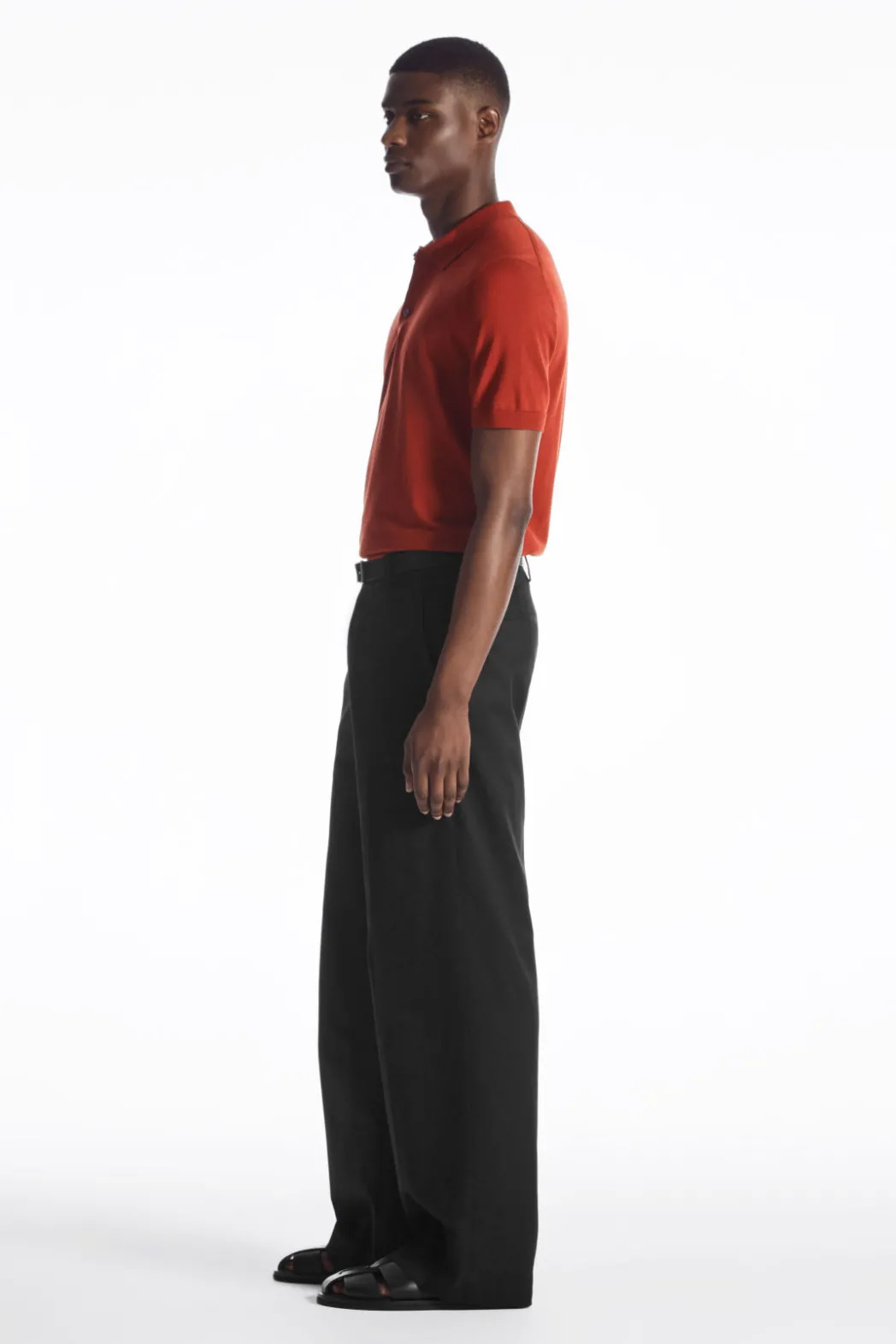 Outlet COS SLIM KNITTED SILK POLO SHIRT RUST RED