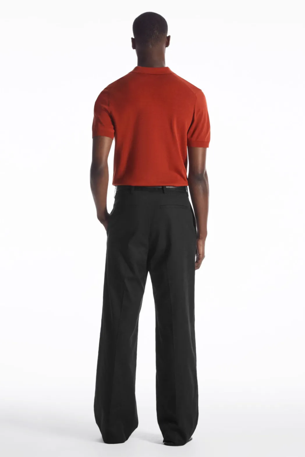 Outlet COS SLIM KNITTED SILK POLO SHIRT RUST RED