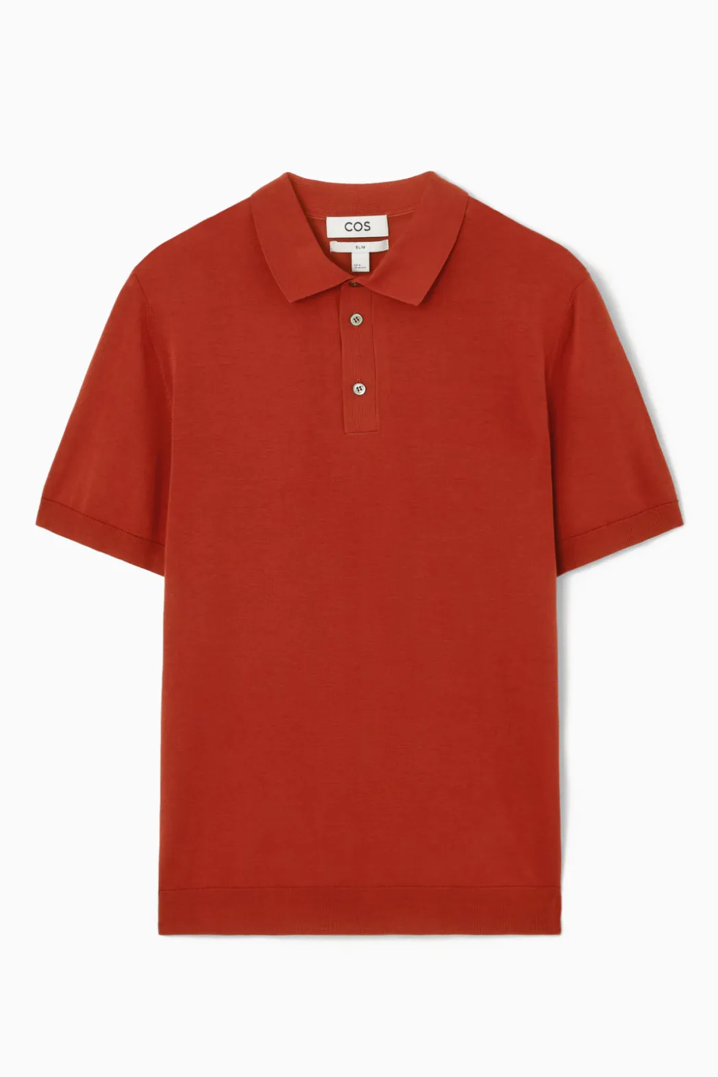Outlet COS SLIM KNITTED SILK POLO SHIRT RUST RED
