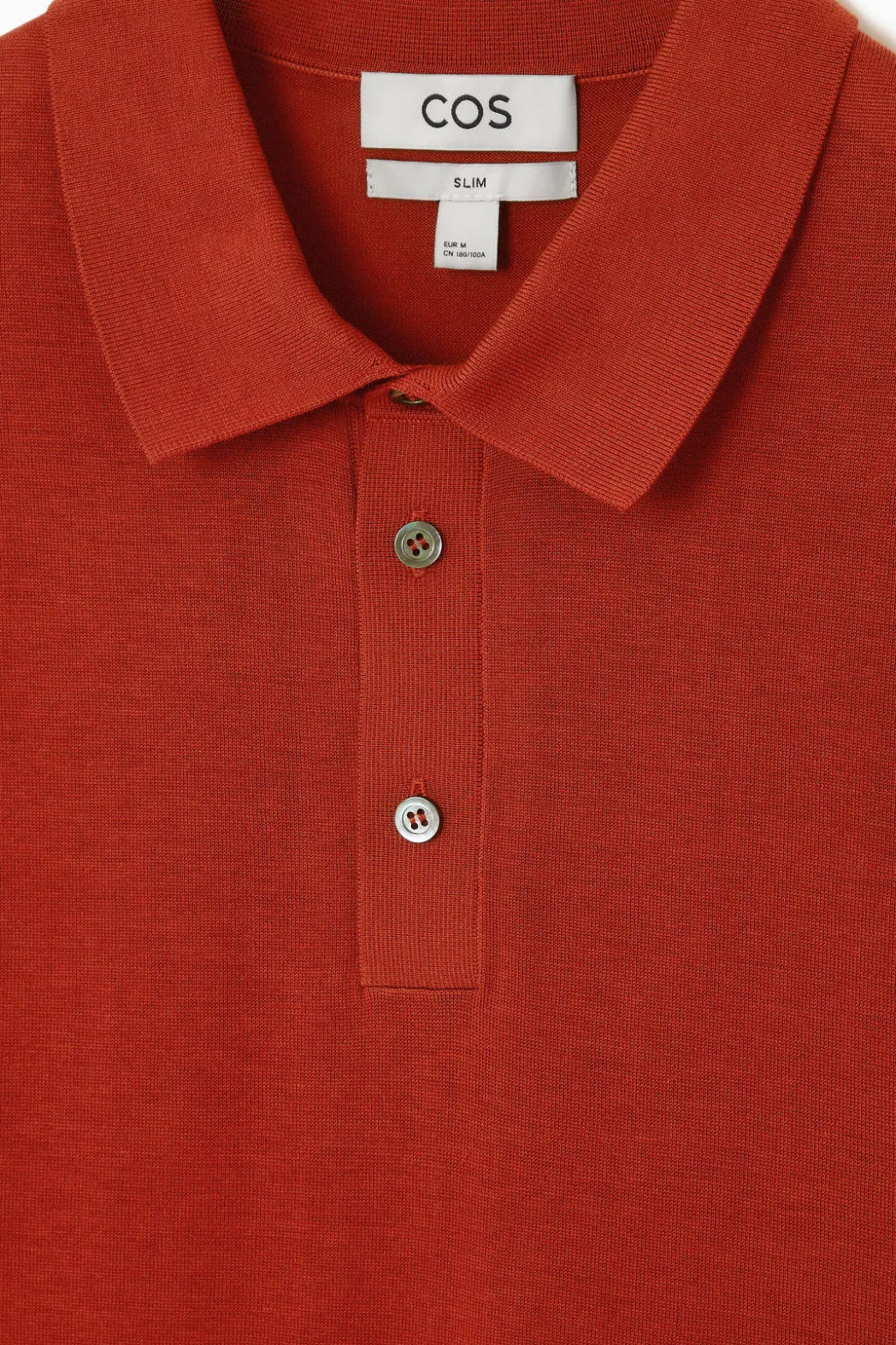Outlet COS SLIM KNITTED SILK POLO SHIRT RUST RED