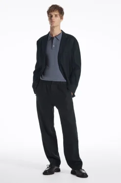 Hot COS SLIM KNITTED SILK POLO SHIRT DUSTY BLUE