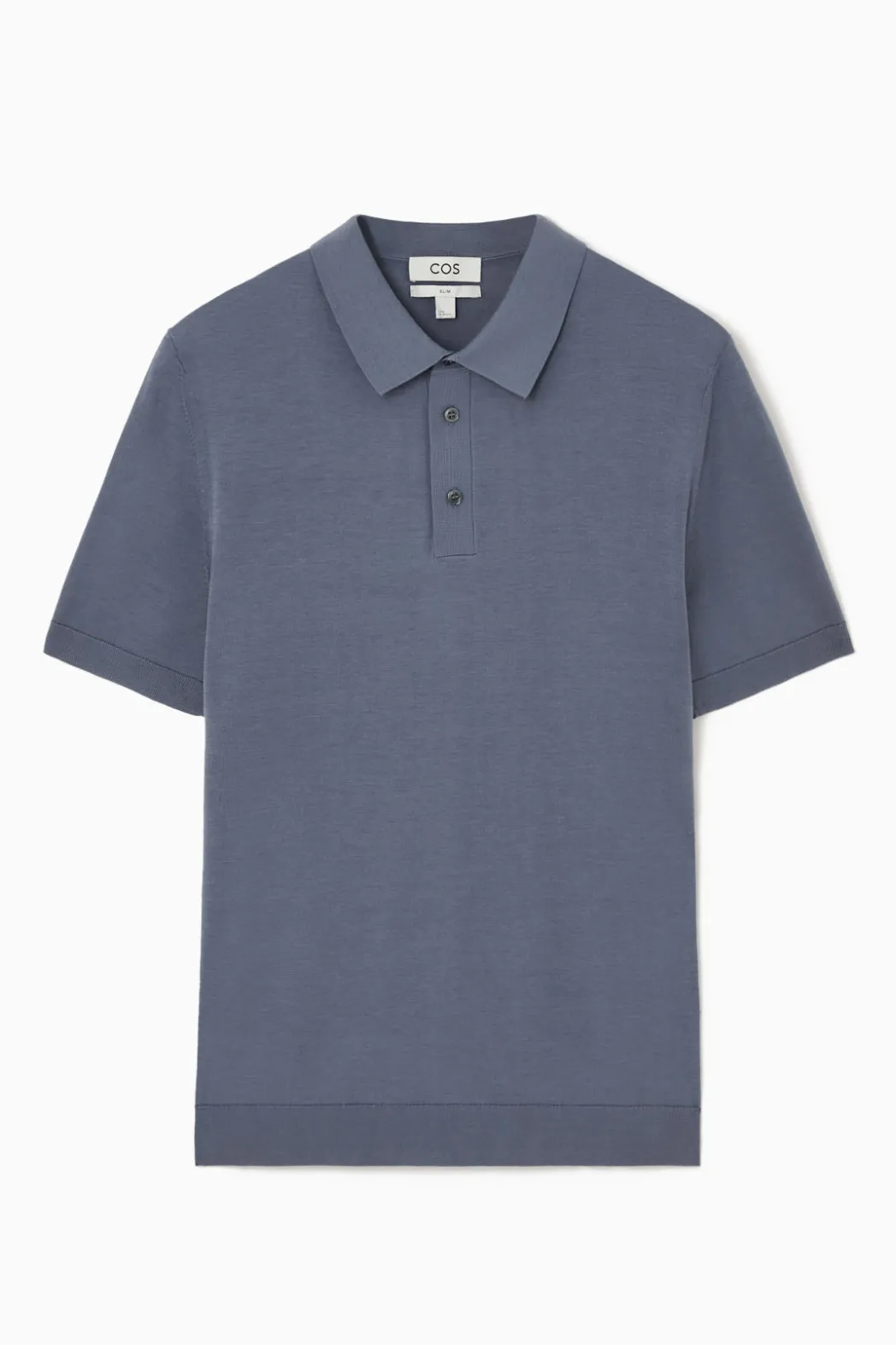 Hot COS SLIM KNITTED SILK POLO SHIRT DUSTY BLUE
