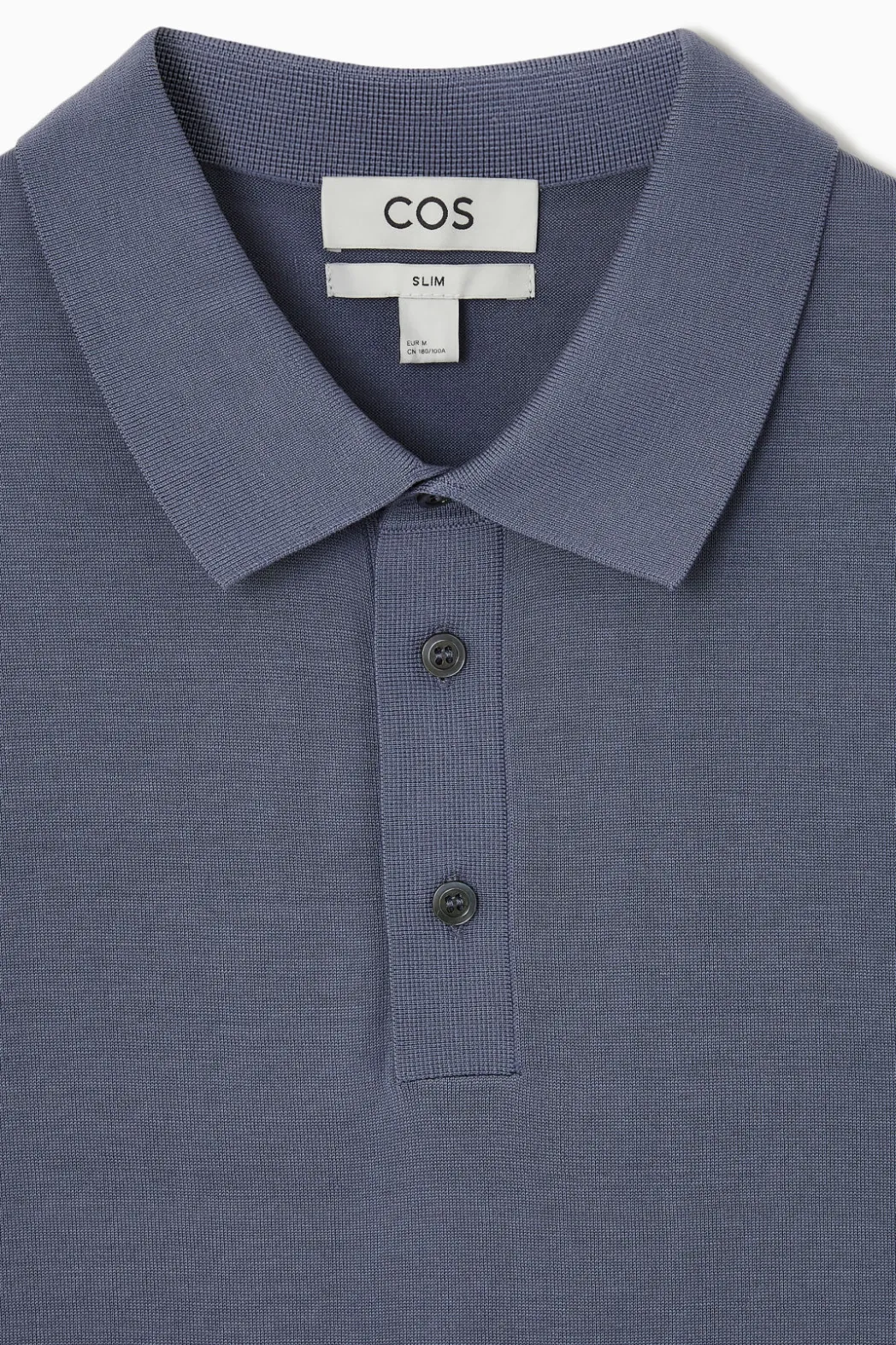 Hot COS SLIM KNITTED SILK POLO SHIRT DUSTY BLUE