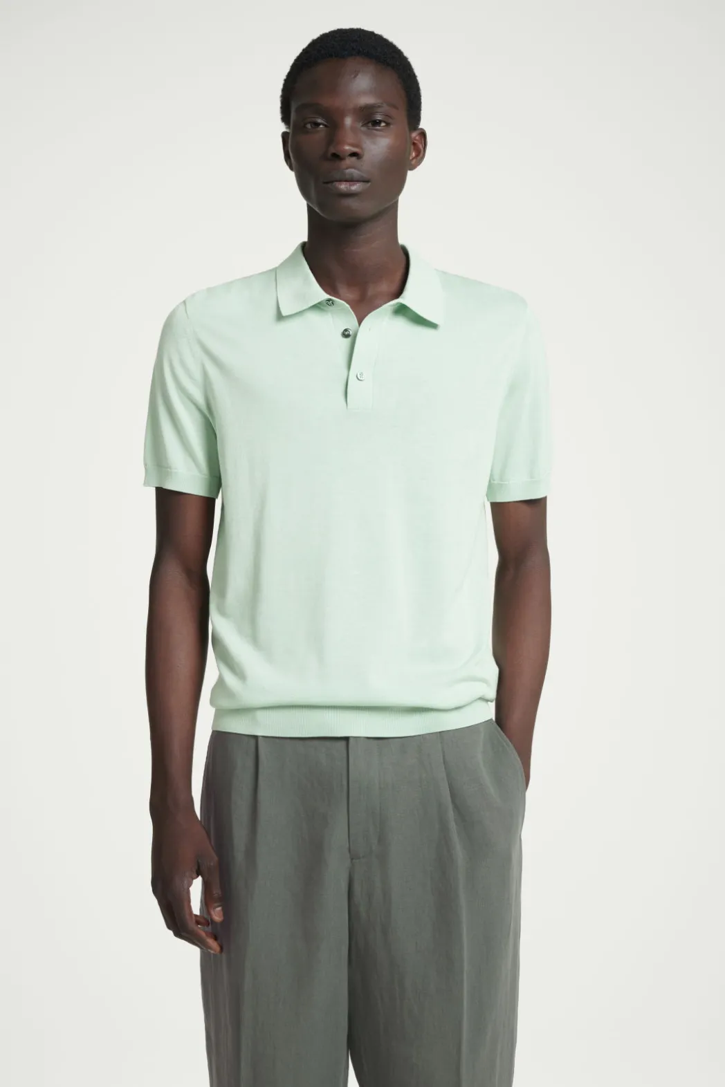 Best COS SLIM KNITTED SILK POLO SHIRT MINT GREEN
