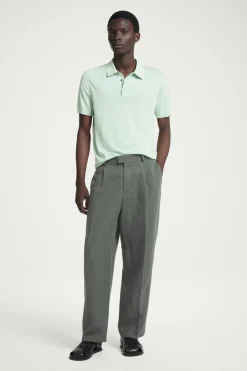 Best COS SLIM KNITTED SILK POLO SHIRT MINT GREEN