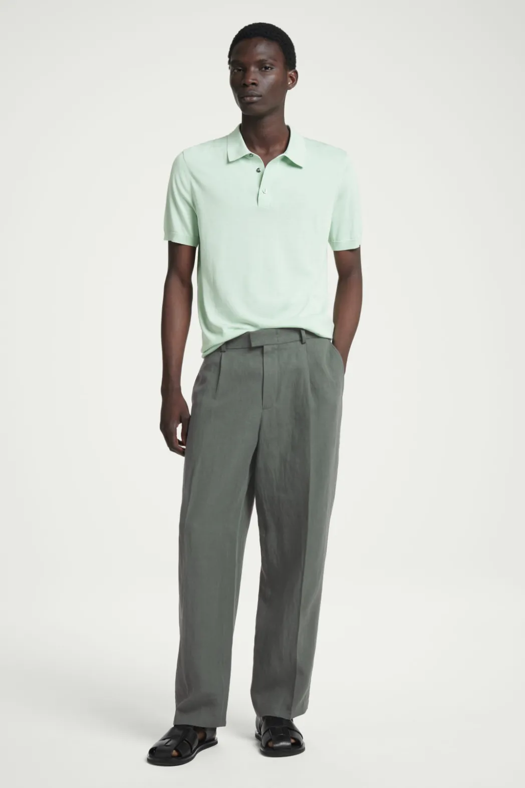 Best COS SLIM KNITTED SILK POLO SHIRT MINT GREEN