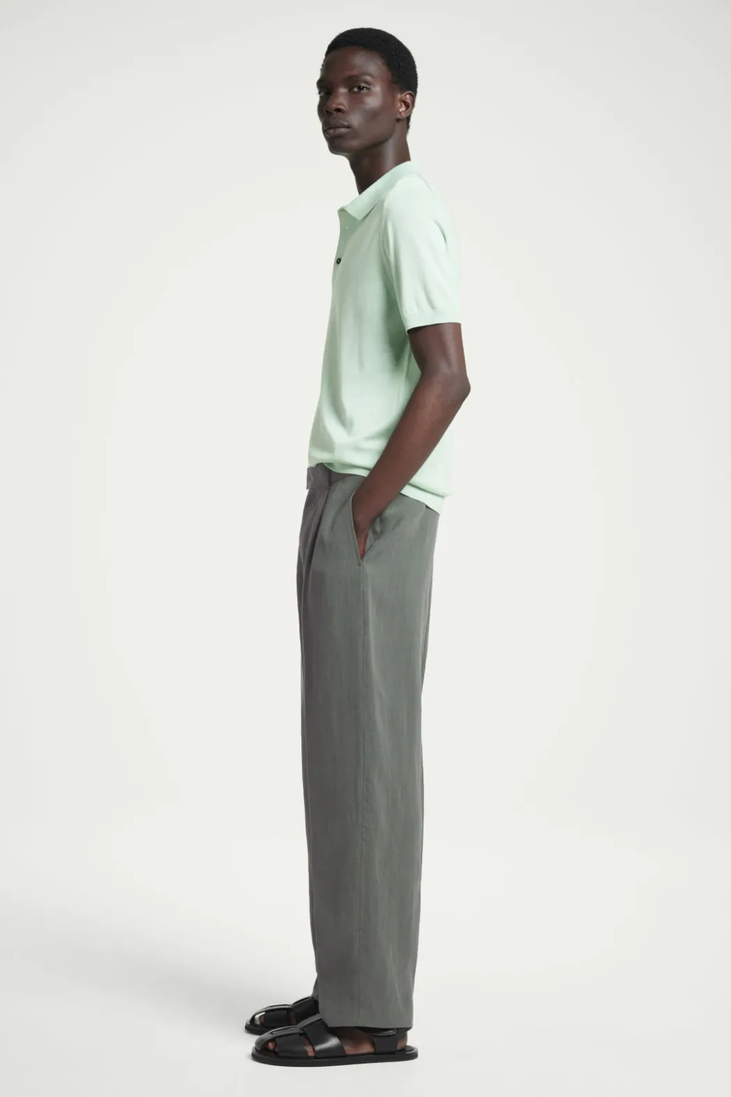 Best COS SLIM KNITTED SILK POLO SHIRT MINT GREEN
