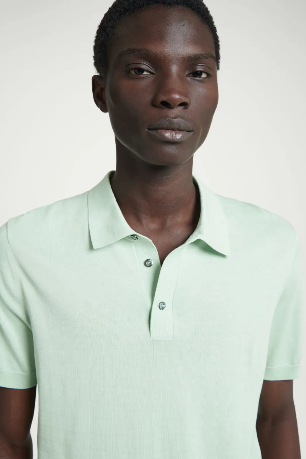 Best COS SLIM KNITTED SILK POLO SHIRT MINT GREEN