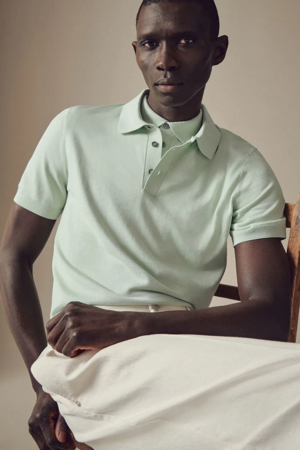 Best COS SLIM KNITTED SILK POLO SHIRT MINT GREEN