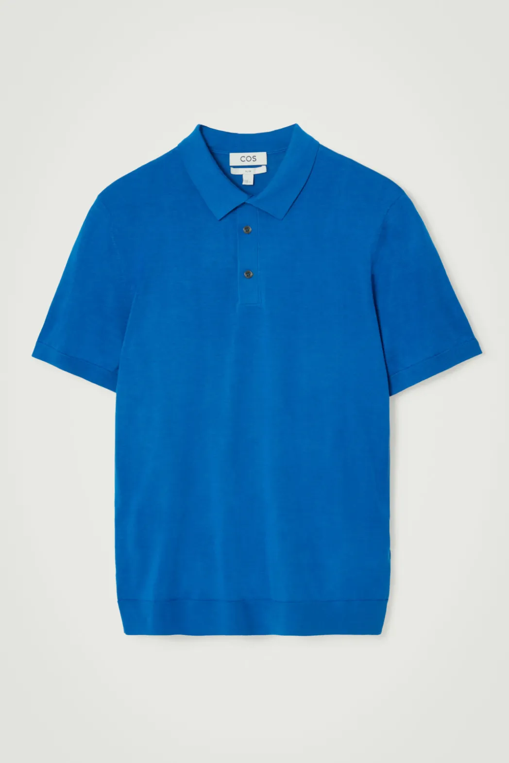 COS SLIM KNITTED SILK POLO SHIRT COBALT BLUE