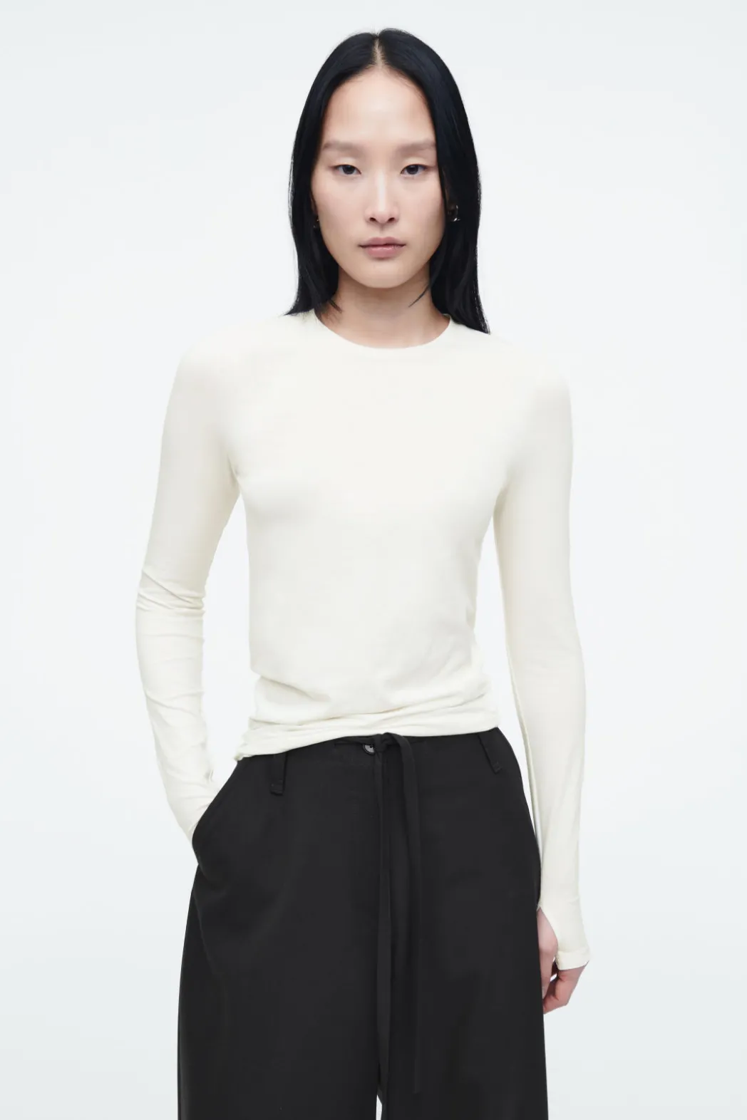 Clearance COS SLIM LONG-SLEEVE TOP WHITE