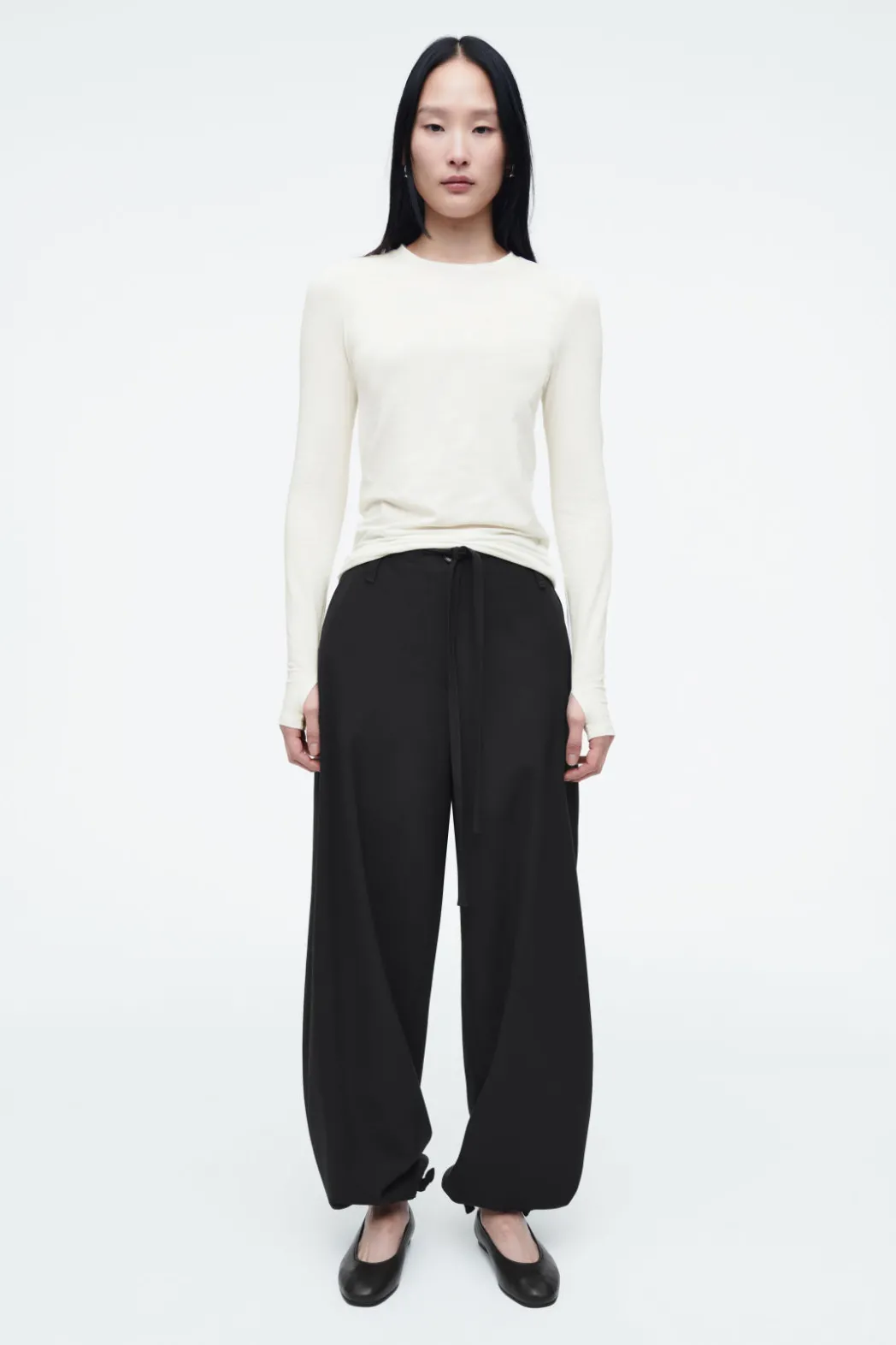 Clearance COS SLIM LONG-SLEEVE TOP WHITE