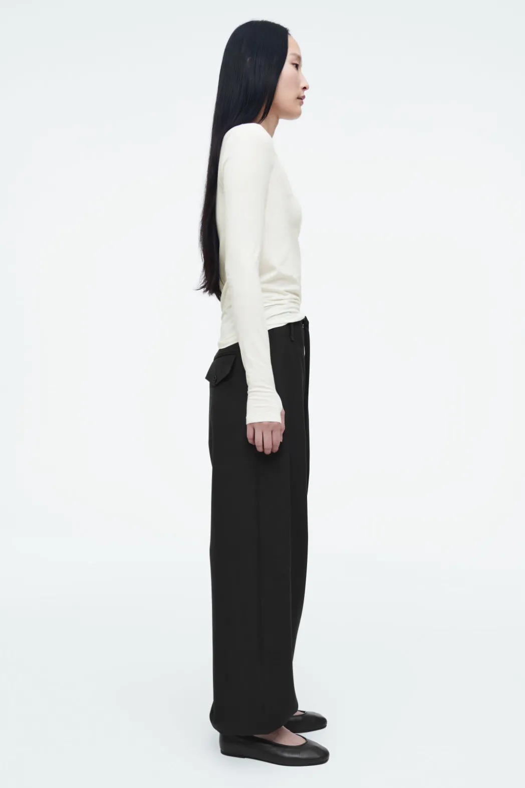 Clearance COS SLIM LONG-SLEEVE TOP WHITE